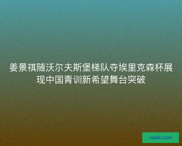 姜景祺随沃尔夫斯堡梯队夺埃里克森杯展现中国青训新希望舞台突破